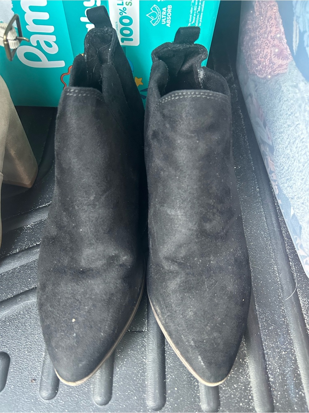 Women’s Black Suede Slip-On Chelsea Boots